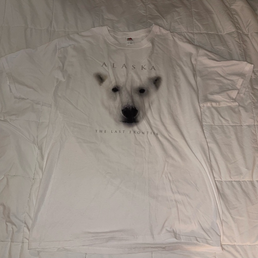 Alaska The Last Frontier Polar Bear Shirt Graphic T-Shirt Size Large